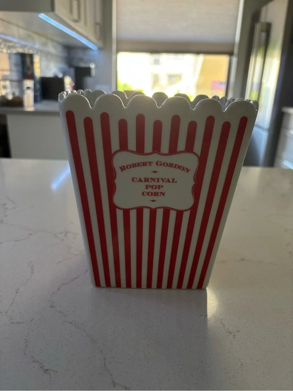 Robert Gordon Australia Ceramic Carnival Pop Corn Bucket - Red & White Striped